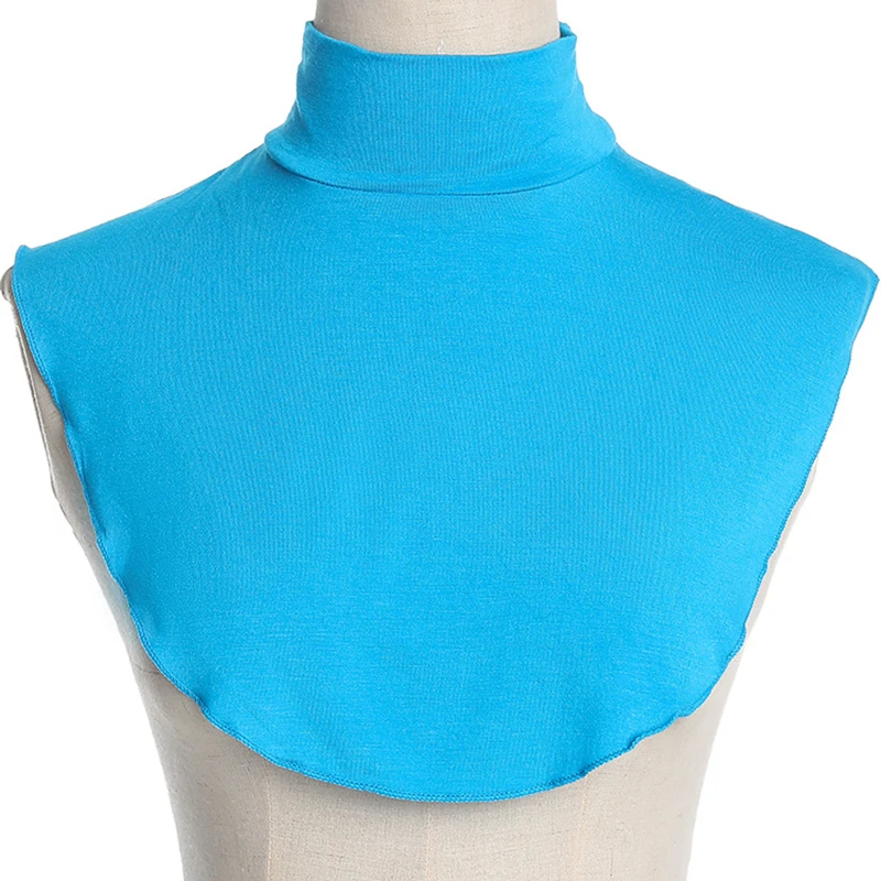 ปลอมสำหรับสตรีมุสลิม Modal เสื้อปลอมคออิสลาม Hijab สีทึบ Mock ผ้าคลุมหน้าและคอด้านบนเสื้อ