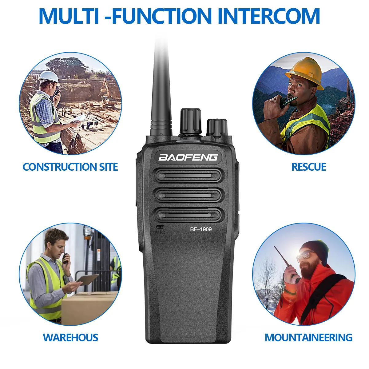 Baofeng BF-1909 10W Walkie Talkie UHF400-470MHz Typ-C Laden Langstrecken-Funkgerät