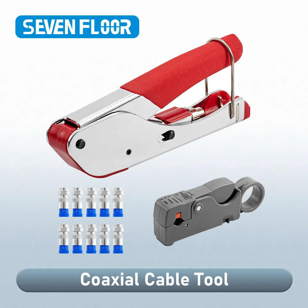 Koaxialkabel Crimper Abisolierzange Werkzeugsatz RG6 Kompression F-Anschlüsse Koaxial-Kompressionswerkzeug-Set für die Handhabung von RG59-Kabeln