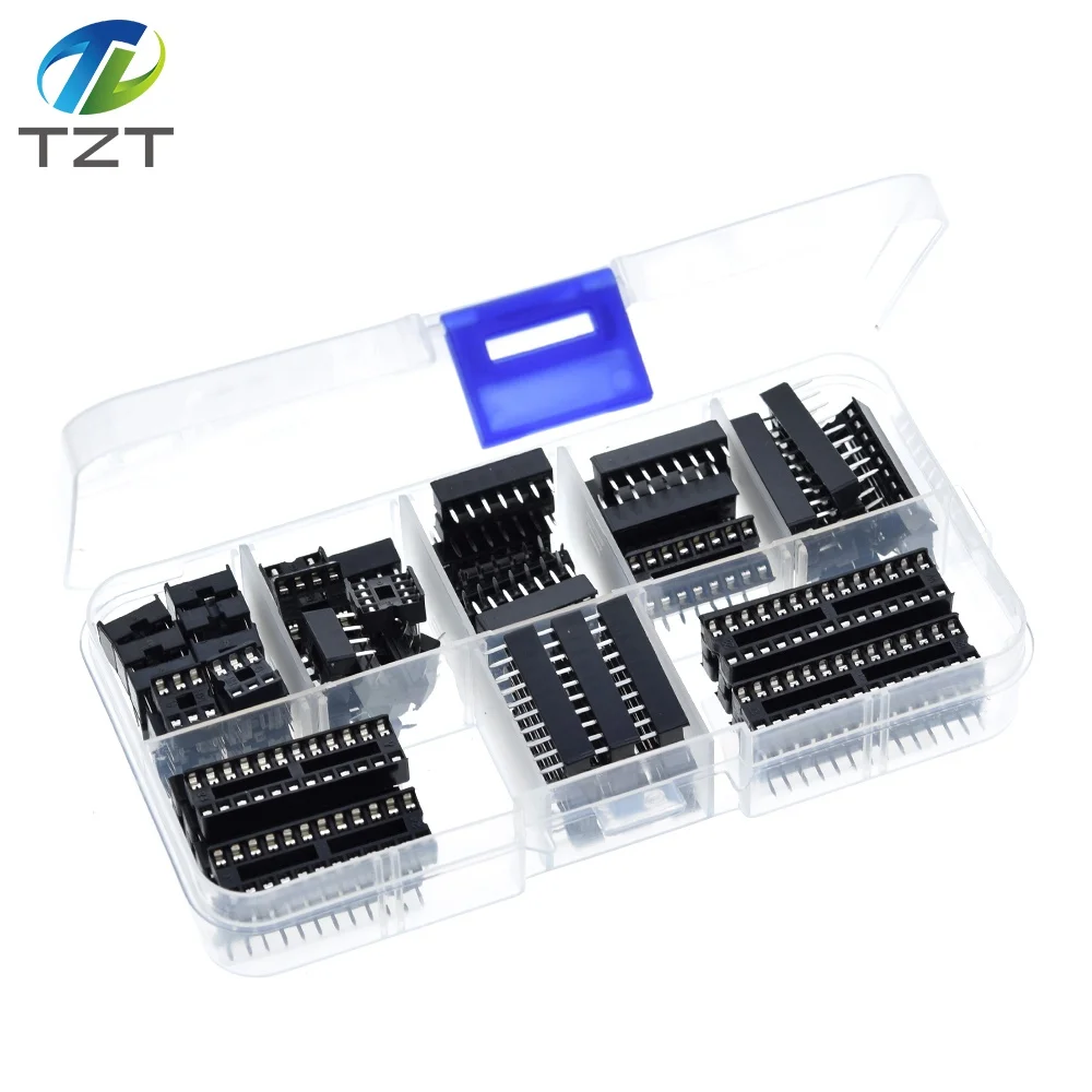 66PCS/Lot IC-Sockets Adaptor Solder Type Socket Kit 6,8,14,16,18,20,24,28 pins New TZT