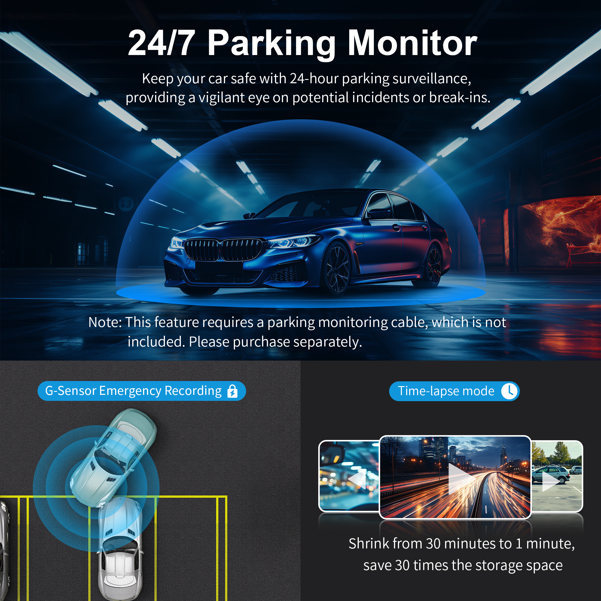 2K KAWA voiture DVR D6 Dash Cam 1440P enregistreur vidéo WiFi/application/commande vocale caméra de tableau de bord WDR G capteur Vision nocturne caméra de tableau de bord cachée