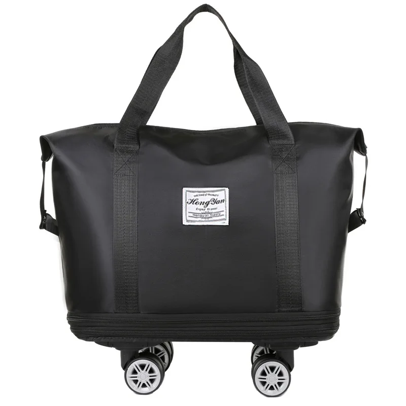 Bagagem expansível com roda universal, grande capacidade, separação seca e molhada, armazenamento, viagem, fitness, bagagem leve