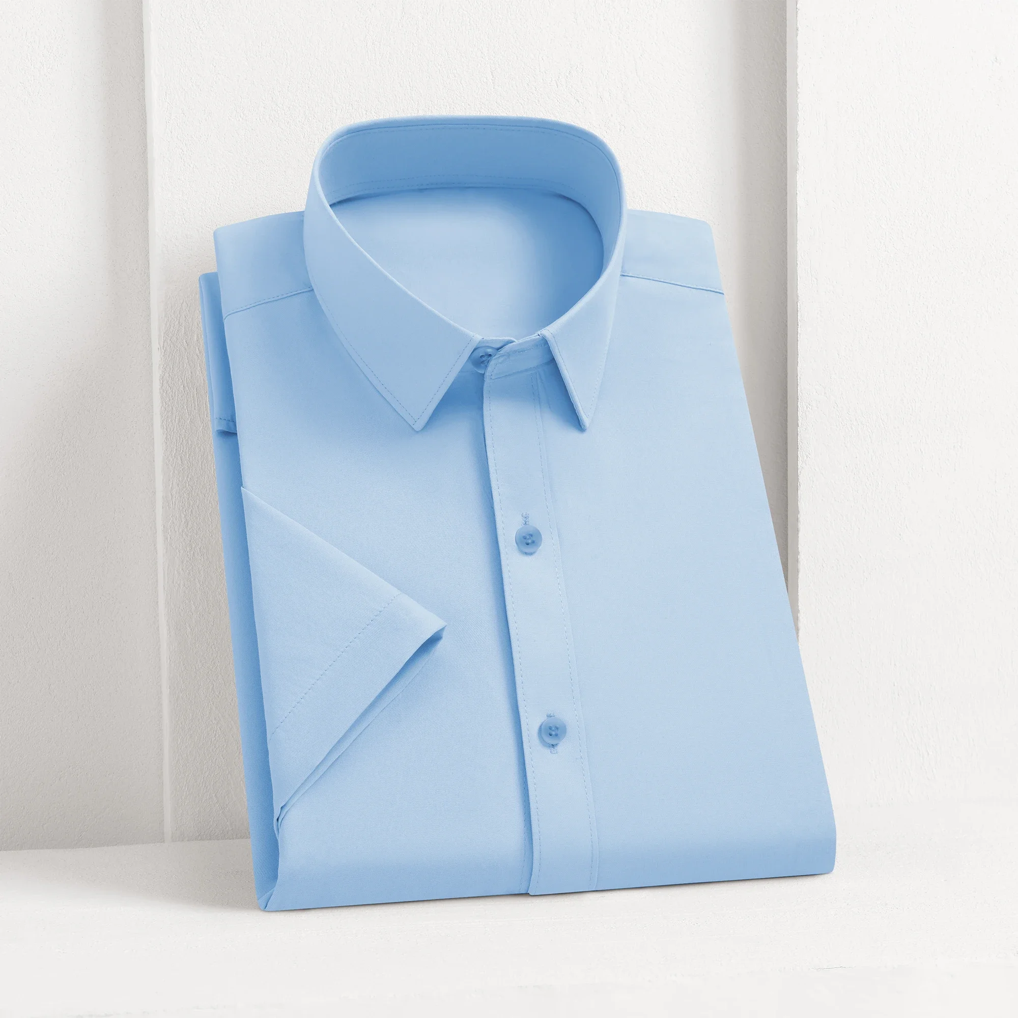 Camicia a maniche corte tinta unita casual da uomo nuova per la moda estiva senza stiratura Top comodo e versatile