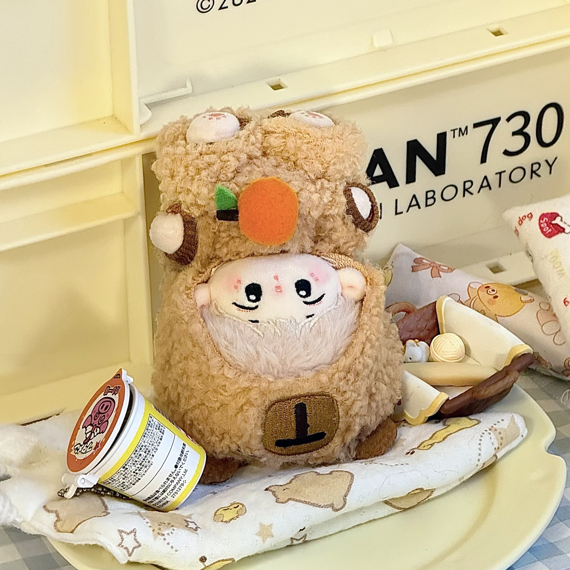 Roupas de boneca para 17cm labubu capibara conjunto macacão kawaii headwear câmera 3 unidades/pacote boneca de algodão de pelúcia vestir-se jogo decoração