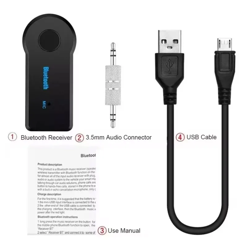 Receptor y transmisor inalámbrico Bluetooth 5,0 3 en 1, adaptador USB, receptor de Audio, cargador de coche Bluetooth, Aux para E91 E92
