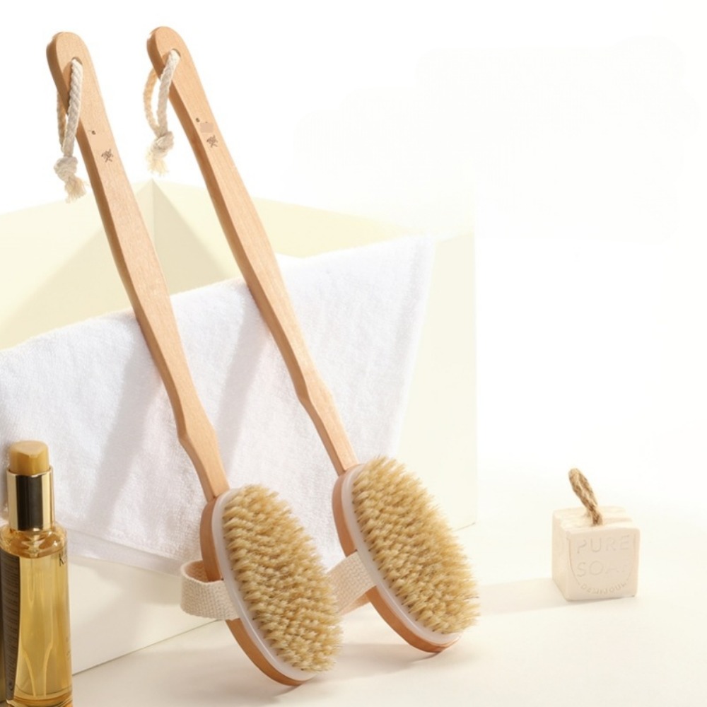 Cepillo corporal de ducha con mango largo desmontable de madera, cepillo de baño, masaje de baño, cepillo exfoliante corporal, herramientas de baño, 1 ud.