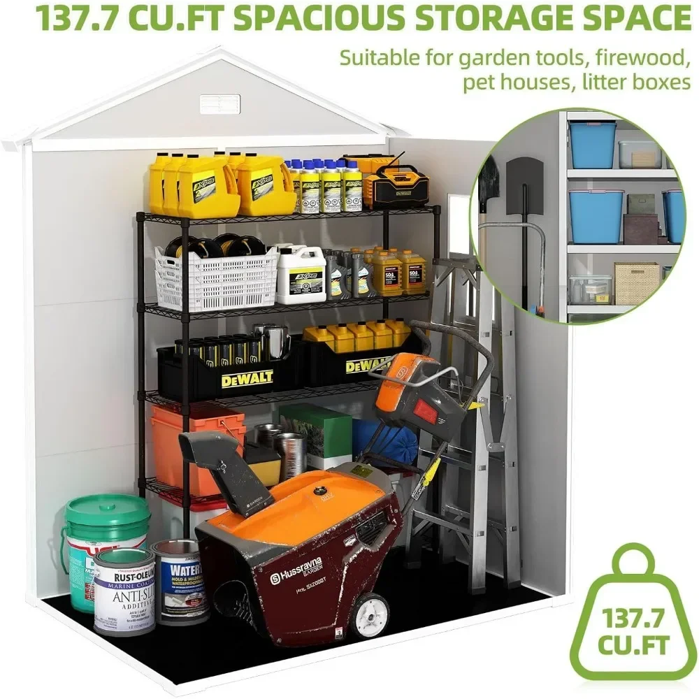 Outdoor Storage Shed with Floor for Garden Tool,Waterproof Outdoor Resin Shed,Lockable Doors for Patio,Yard,Lawn (Gray)