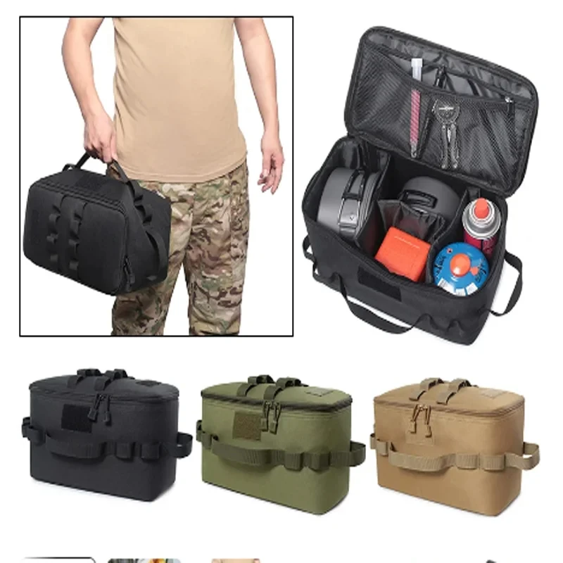 Outdoor Camping ถังเก็บแก๊สกระเป๋าขนาดใหญ่ความจุ GROUND เล็บกระเป๋าเครื่องมือแก๊สกระป๋องปิคนิคเครื่องครัวชุดกระเป๋า