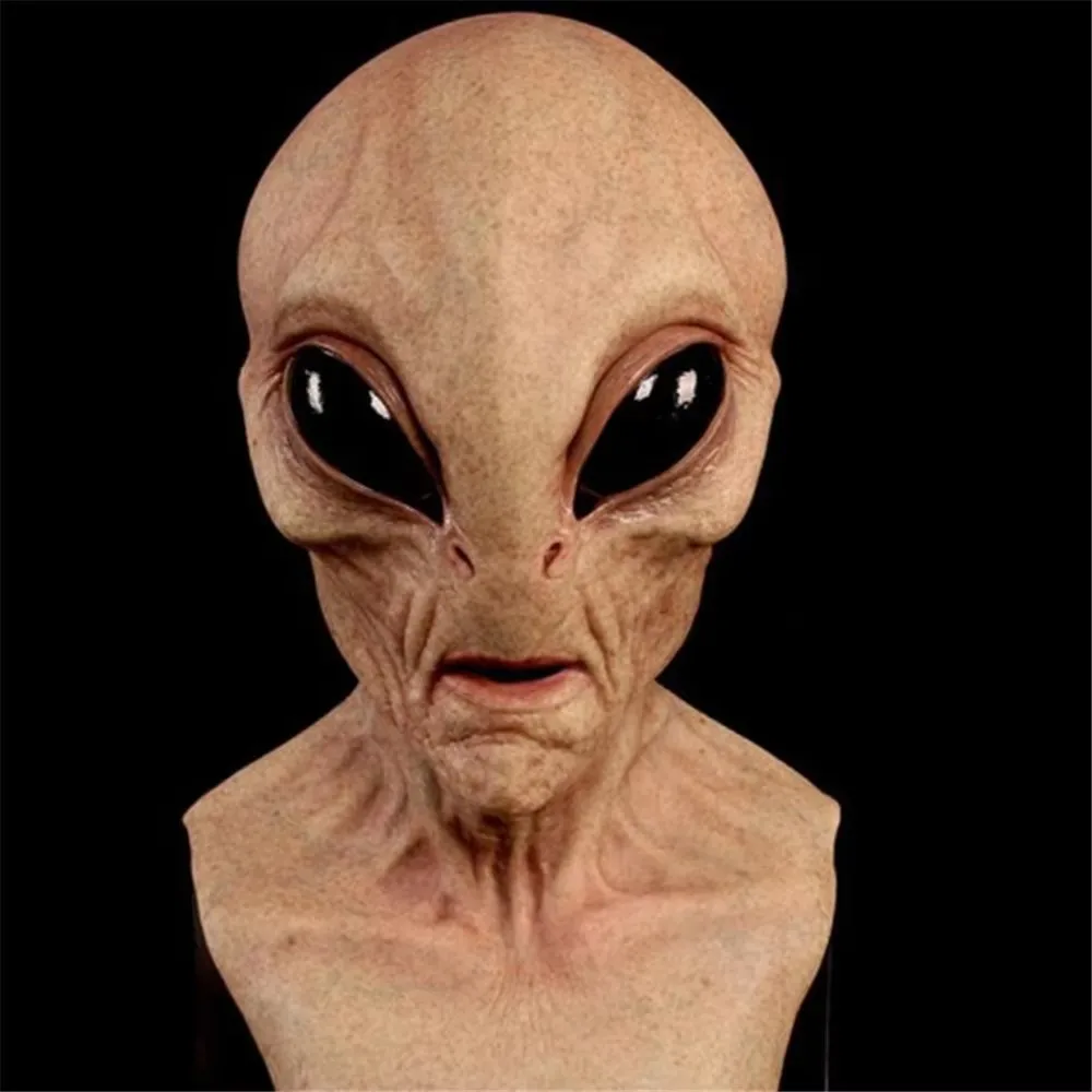 Maschera alieno di Halloween Cosplay Horror UFO Teschio Maschere in lattice Casco Carnevale Vestire Costume da festa Puntelli