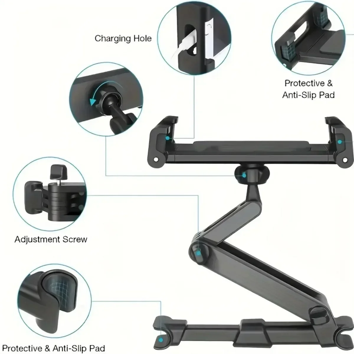 Auto-tablethouder, hoofdsteun Tablethouder Hoofdsteun Standhouder Compatibel met apparaten voor IPad Air Mini, andere 4,7-12,9" mobiele