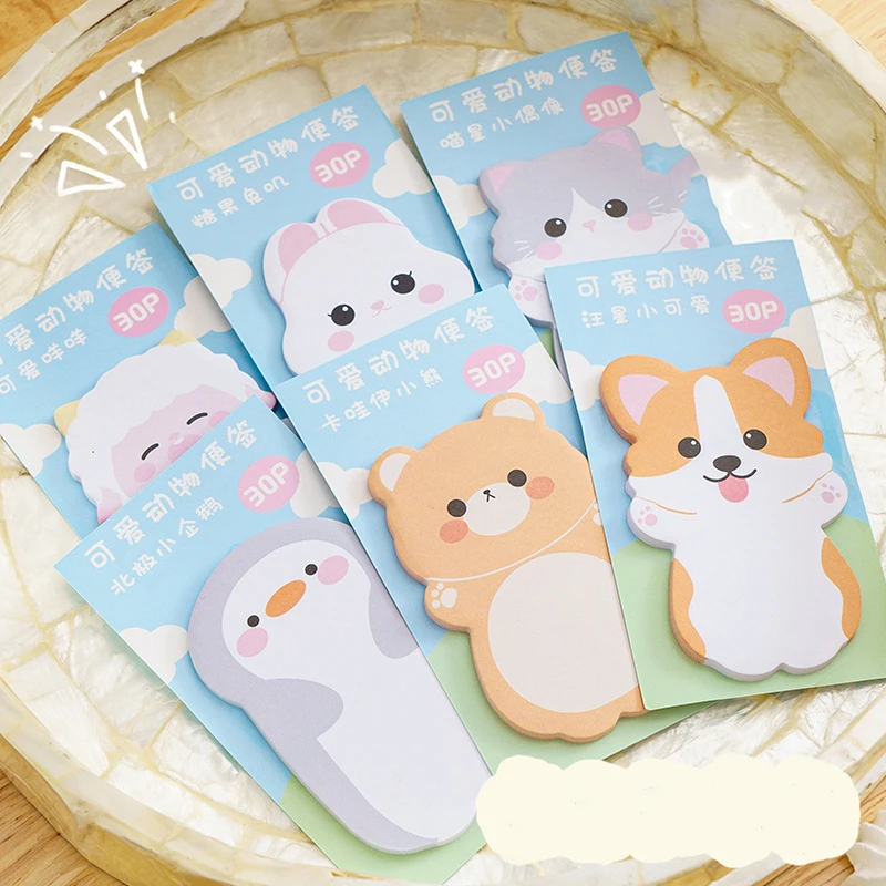Lytwtw's Lovely Animal Rabbit Bear Dog Sticky Notes Memo Pad Paper School Supplies Planner Stickers Stationery