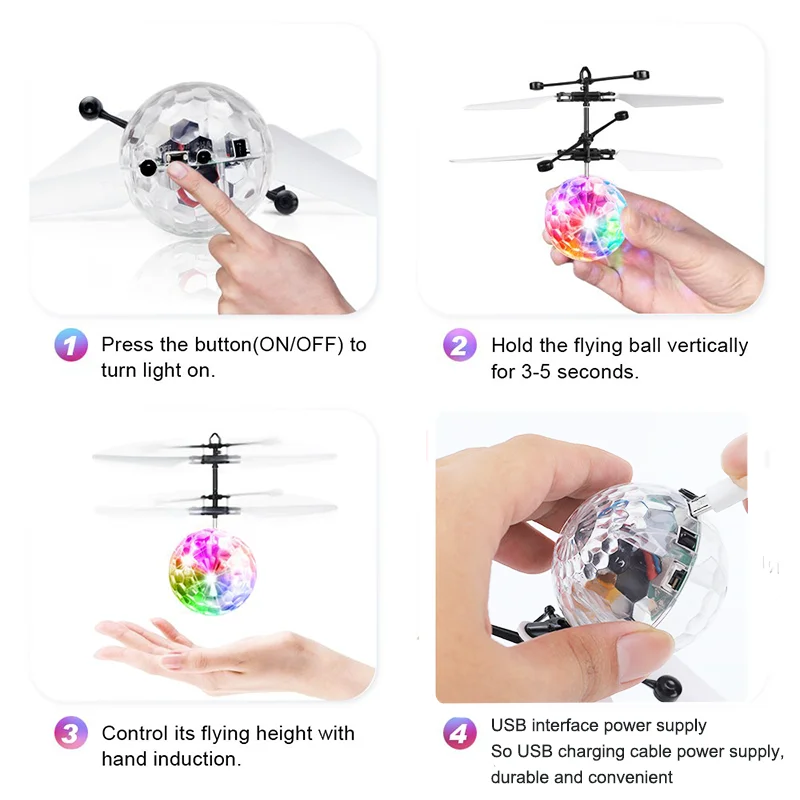 Einzigartiges Spielzeug, bewegungsgesteuerter bunter leuchtender Kristallkugel-Anhänger, einzigartiges Geschenk für Kinder, ferngesteuerte Sensor-Lichtkugel