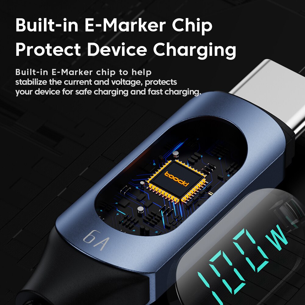 Toocki tipo C a cable tipo C 100W PD cargador rápido USB C a USB C Cable de pantalla para Xiaomi POCO F3 Realme Macbook iPad