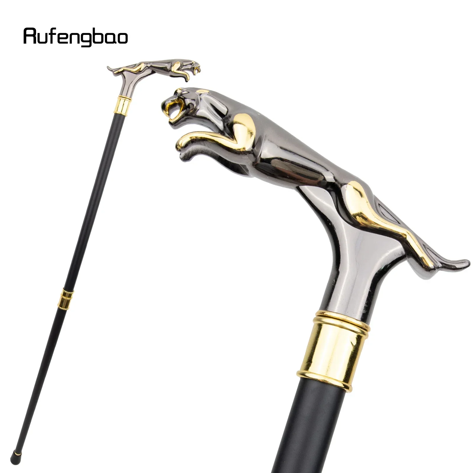 Leopardo preto dourado com cauda moda bengala para festa decorativa bengala elegante botão crosier bengala 93cm