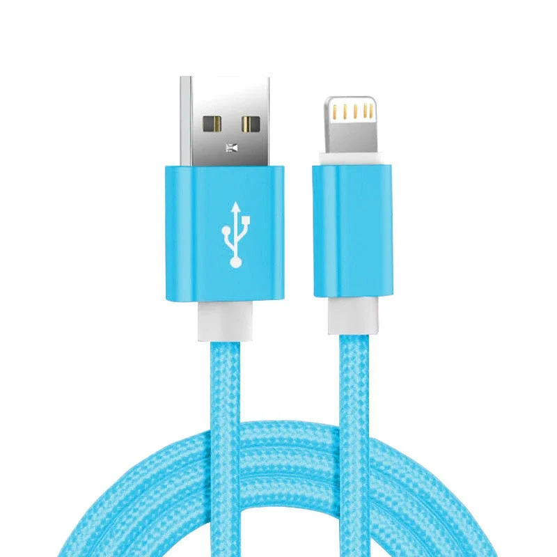 Metal Nylon Braided Fast Charging Data Cord 1m 2m 3m USB Charger Cable For iPhone 14 8 7 6S Plus X XR XS 11 12 13 Pro Max iPad 9