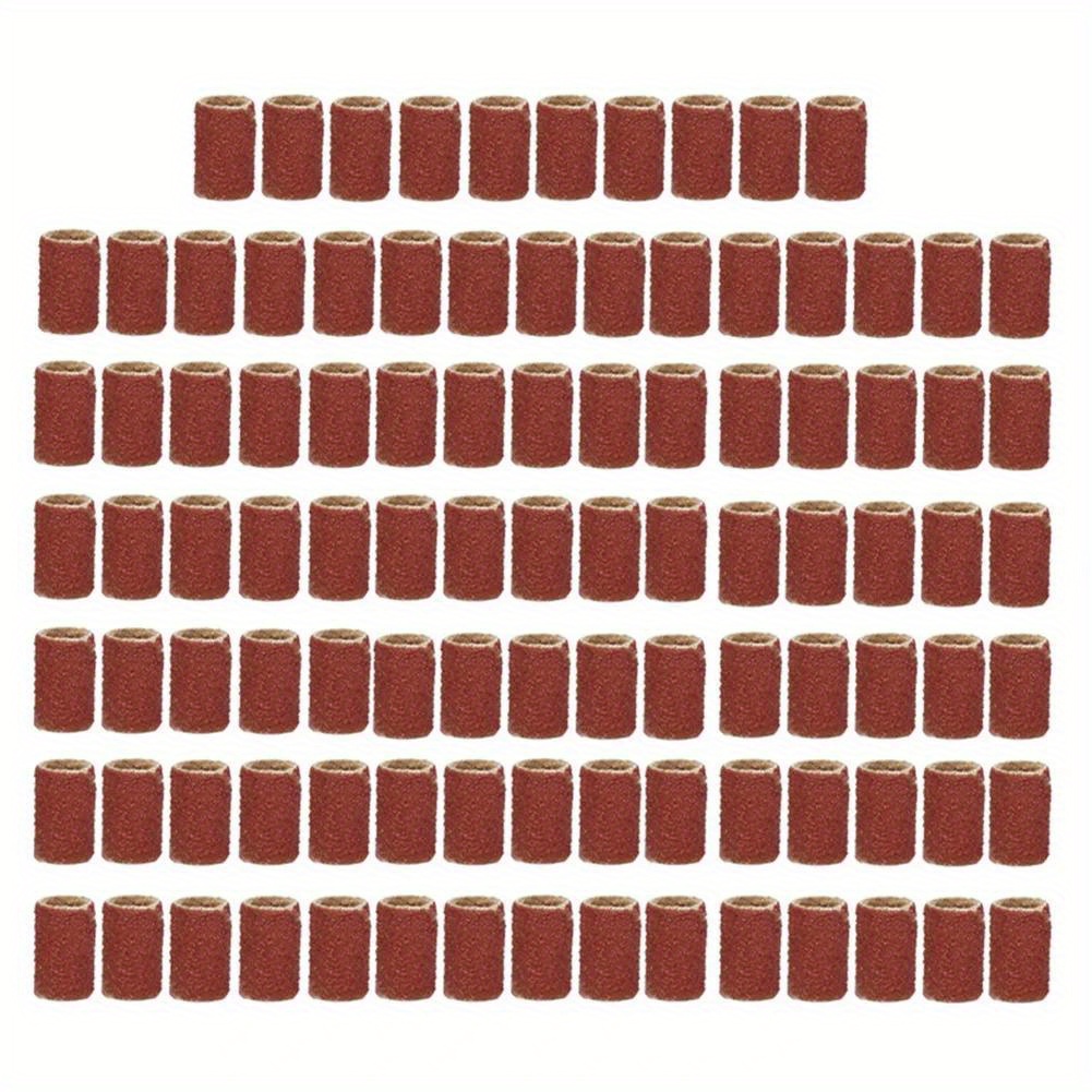 Rotary Tools 102pcs 120 Sanding Bands Set With 6.35mm Mandrels Nail Electric Drill Machine Grinding Sand Ring Bit