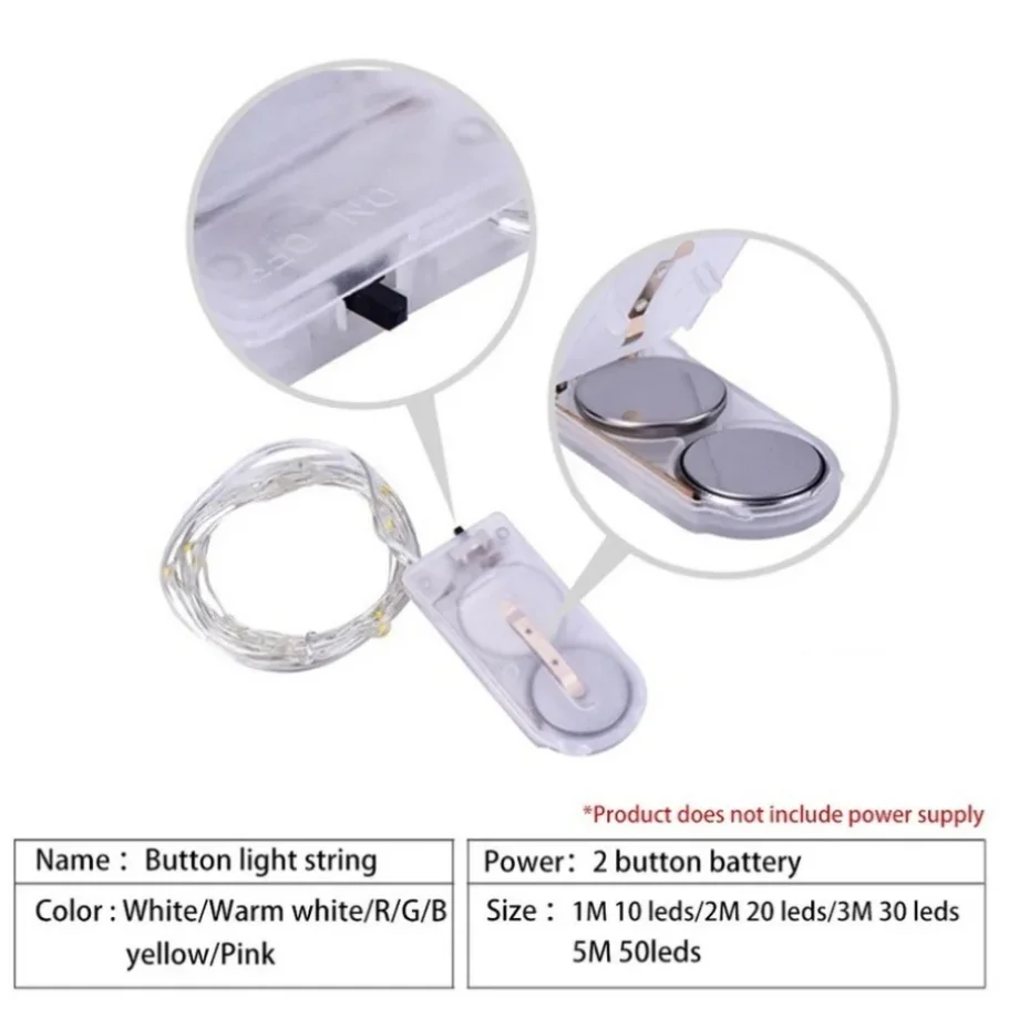 YzzKoo LED ทองแดงลวดไฟ Fairy แบตเตอรี่ขับเคลื่อนไฟ LED String งานแต่งงานในร่มตกแต่งคริสต์มาส Garland ไฟ