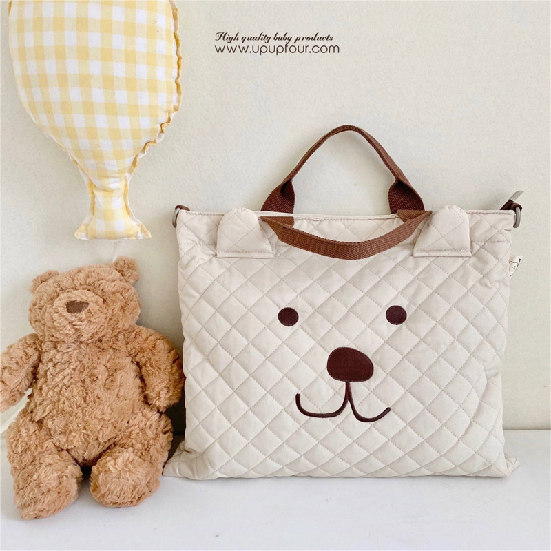 กระเป๋าผ้าอ้อมขนาดใหญ่ความจุการ์ตูนหมีผ้าฝ้ายแบบพกพา Travel Maternity Mommy กระเป๋ากระเป๋าถือผู้หญิง