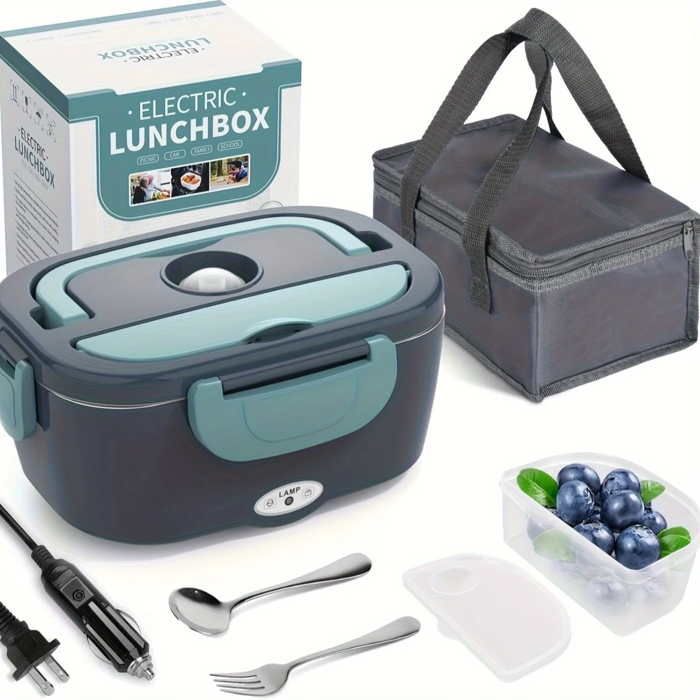 1.5 L 60W Electric Lunch Box Food Warmer Portable Food Heater for Car Or Home - Leak Proof, Lunch Heating Microwave for Truckers