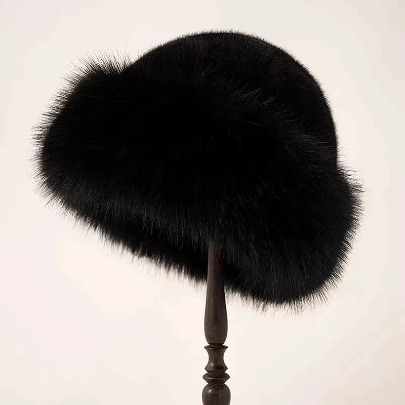 Gorro cálido y cálido, gorro de felpa esponjoso informal, gorro sólido versátil para temporada navideña