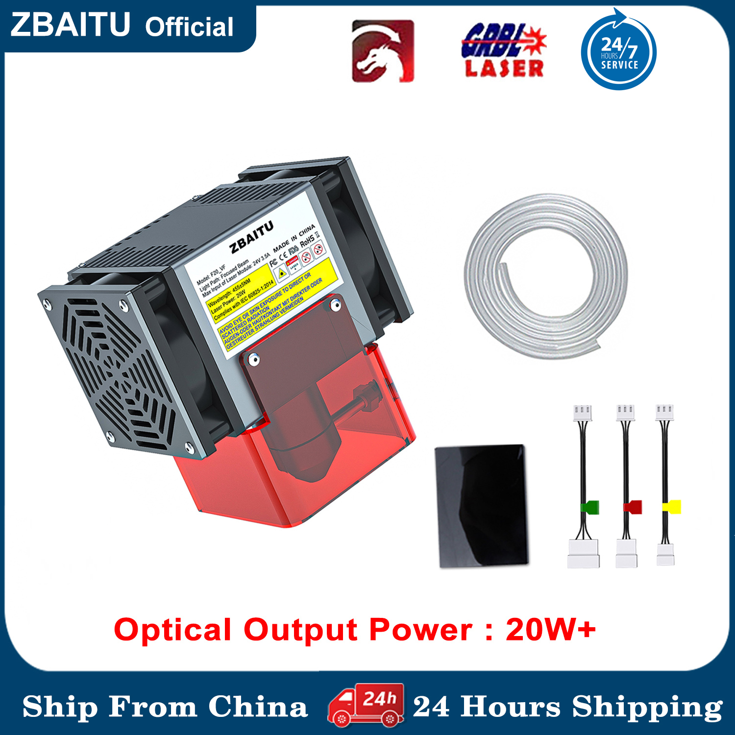 ZBAITU 20W 4 Diode Laser Đầu Laser Module CNC Laser Máy, CNC Gỗ DIY Khắc Router Cắt 130W Co2 Hiệu Quả