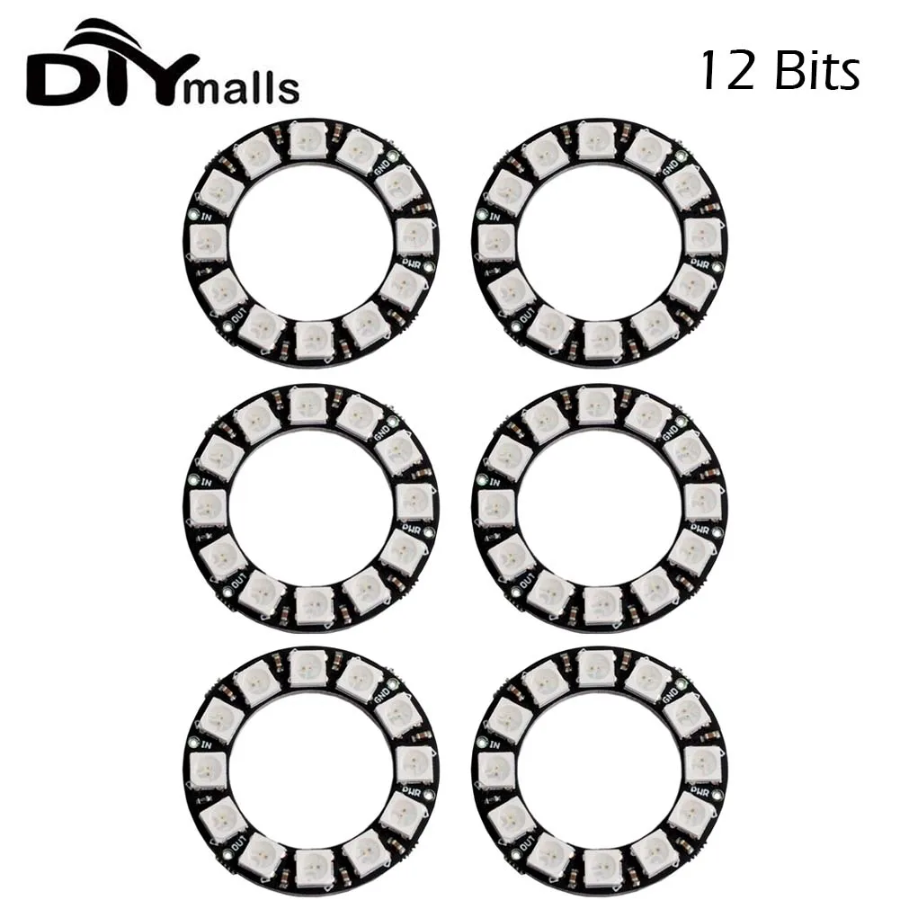 6PCS RGB LED Ring 12Bits WS2812 LEDs 5050 RGB LED Ring Lampe Licht mit Integrierte Treiber für Arduino DIY Kit