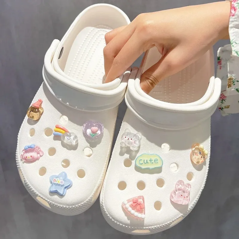Amuleto para zapatos 3D, bonito oso arcoíris, dijes para zapatos, accesorios DIY, decoraciones para zuecos, sandalias, zapatillas y chanclas