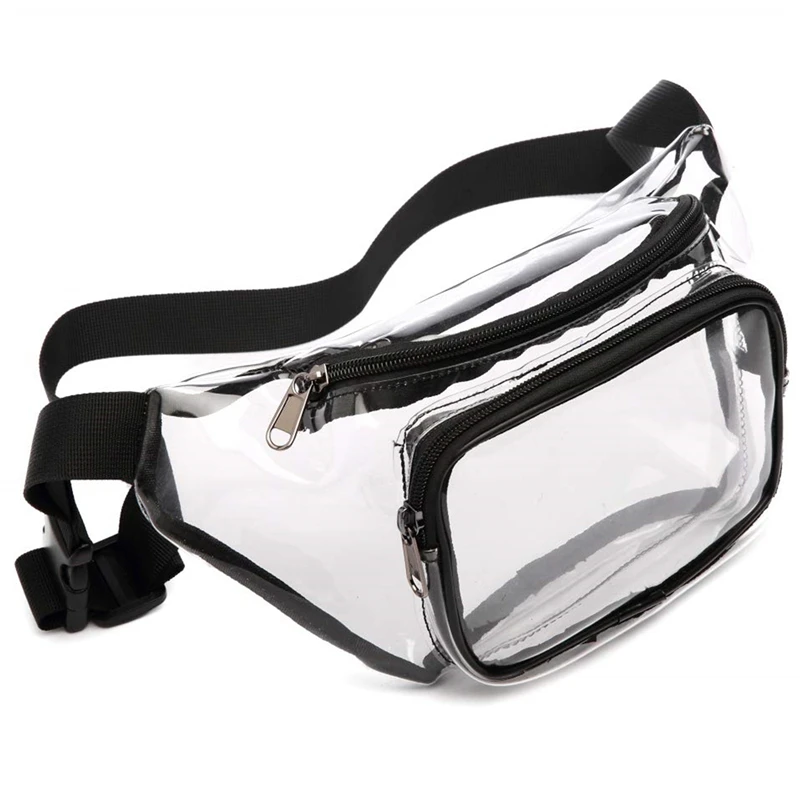 Marsupio da donna in PVC Marsupio Marsupio per anca Borsa da petto trasparente trasparente Borsa da viaggio da spiaggia Borsa da corsa con cerniera per anca a banana