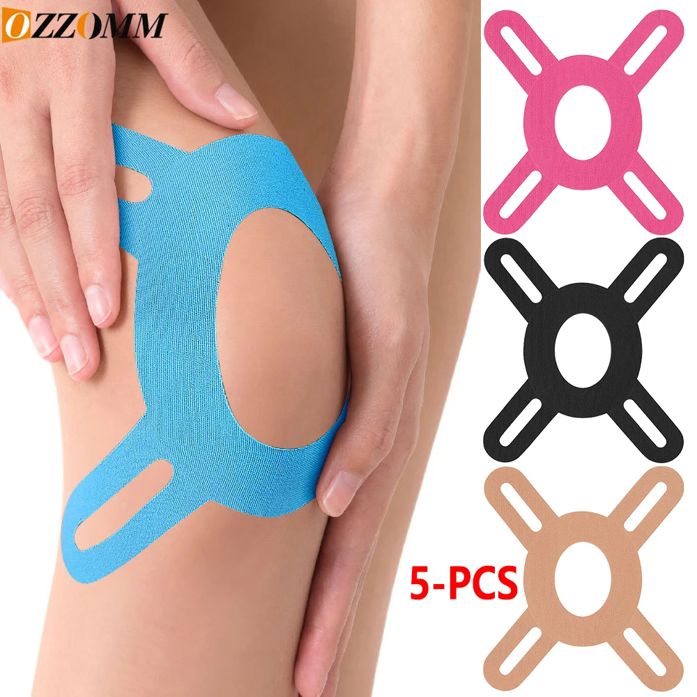 5PCS Precut Kinesiology Tape for Knee Pain Relief & Support - Athletic Sports Tape for Stability | Latex-Free, Waterproof
