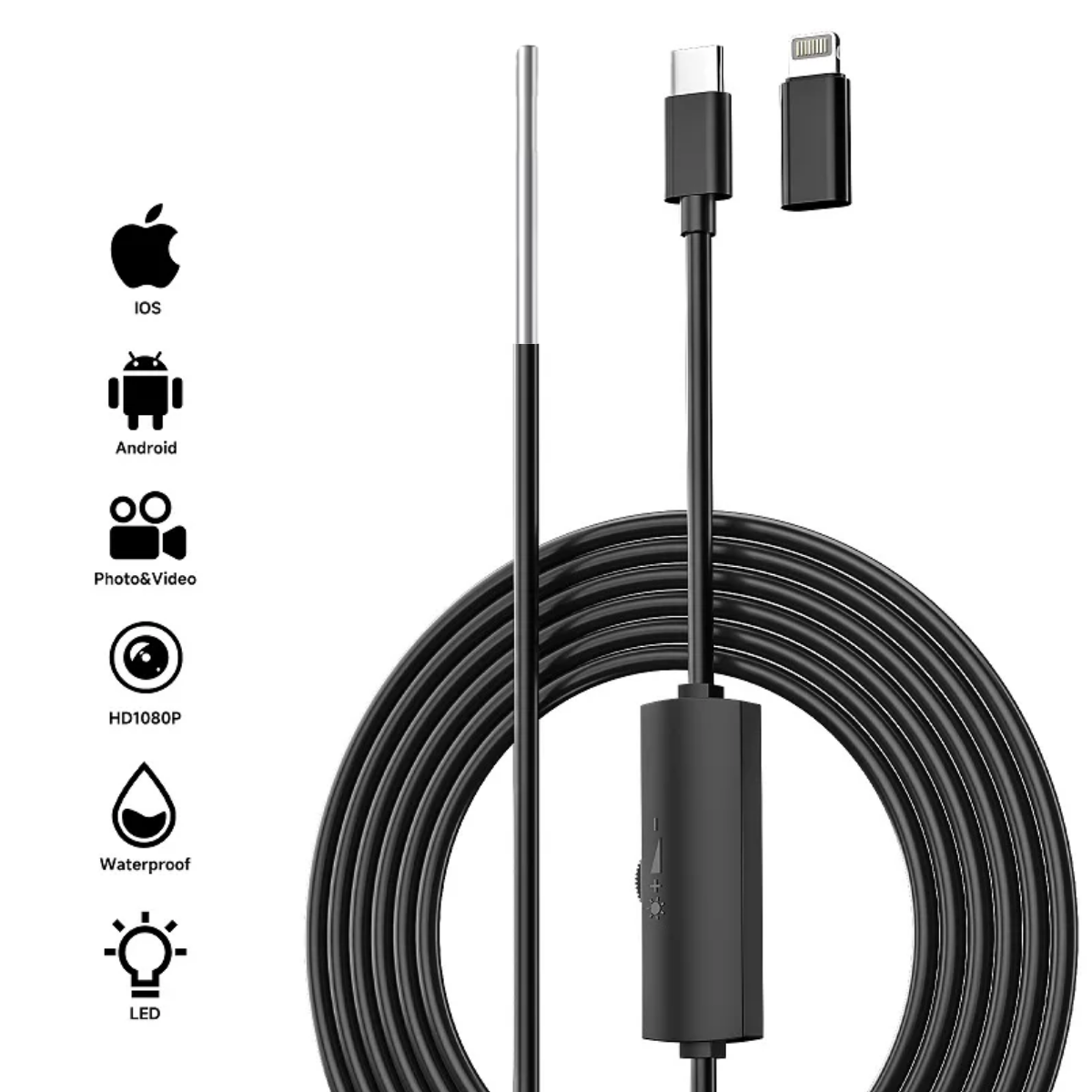 Caméra endoscopique pour Android Apple Iphone IOS Connectez directement 3,9 mm 1 m 720 P