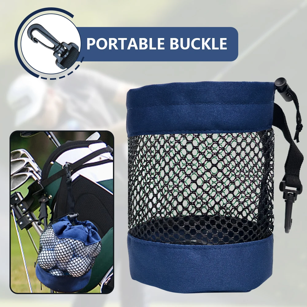 Borsa da golf nera da 1 pezzo, con nylon a rete di alta qualità e clip in plastica da appendere, comoda da appendere al sacco da golf