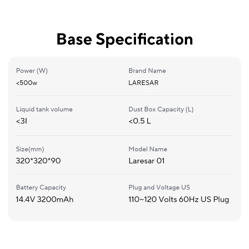 Laresar 01 Roboter-Staubsauger Mopp LDS Lidar-Navigation 5000 Pa Smart Planned Mapping Home Bodenwaschen Teppich Tierhaare reinigen