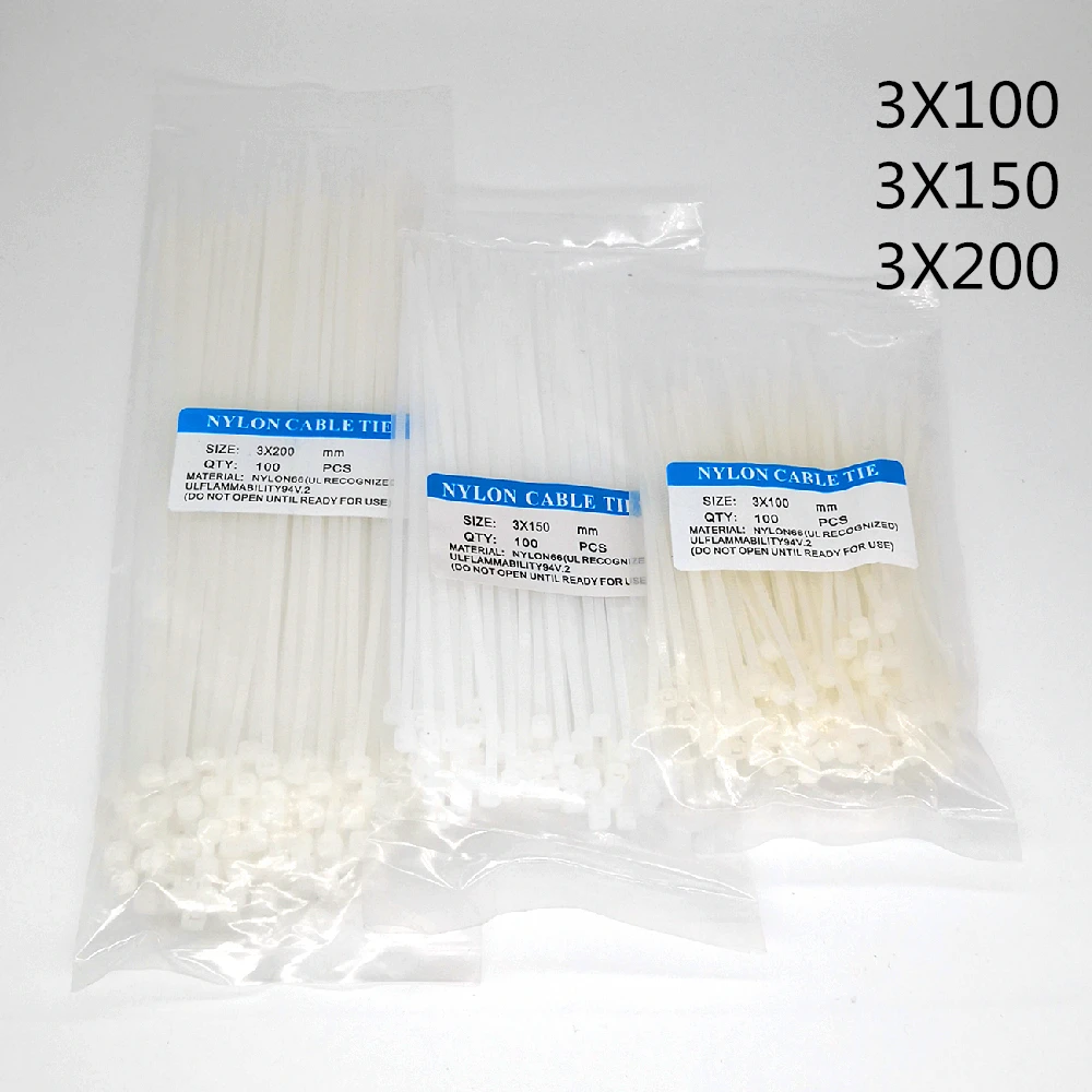 黒と白のプラスチック製buleワイヤー,100個,赤,黄,緑,自己保持,ジッパー,ケーブル