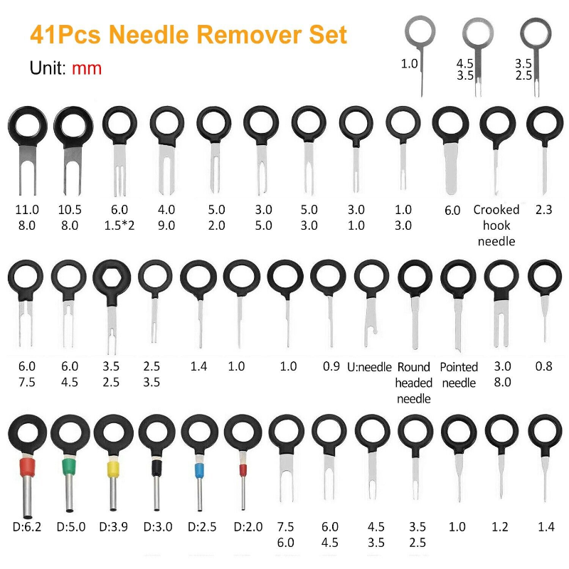41pcs Universal Car Terminal Removal Repair Tool Wire Plug Connector Extractor Puller for Car Terminals Disassembly Hand Tools