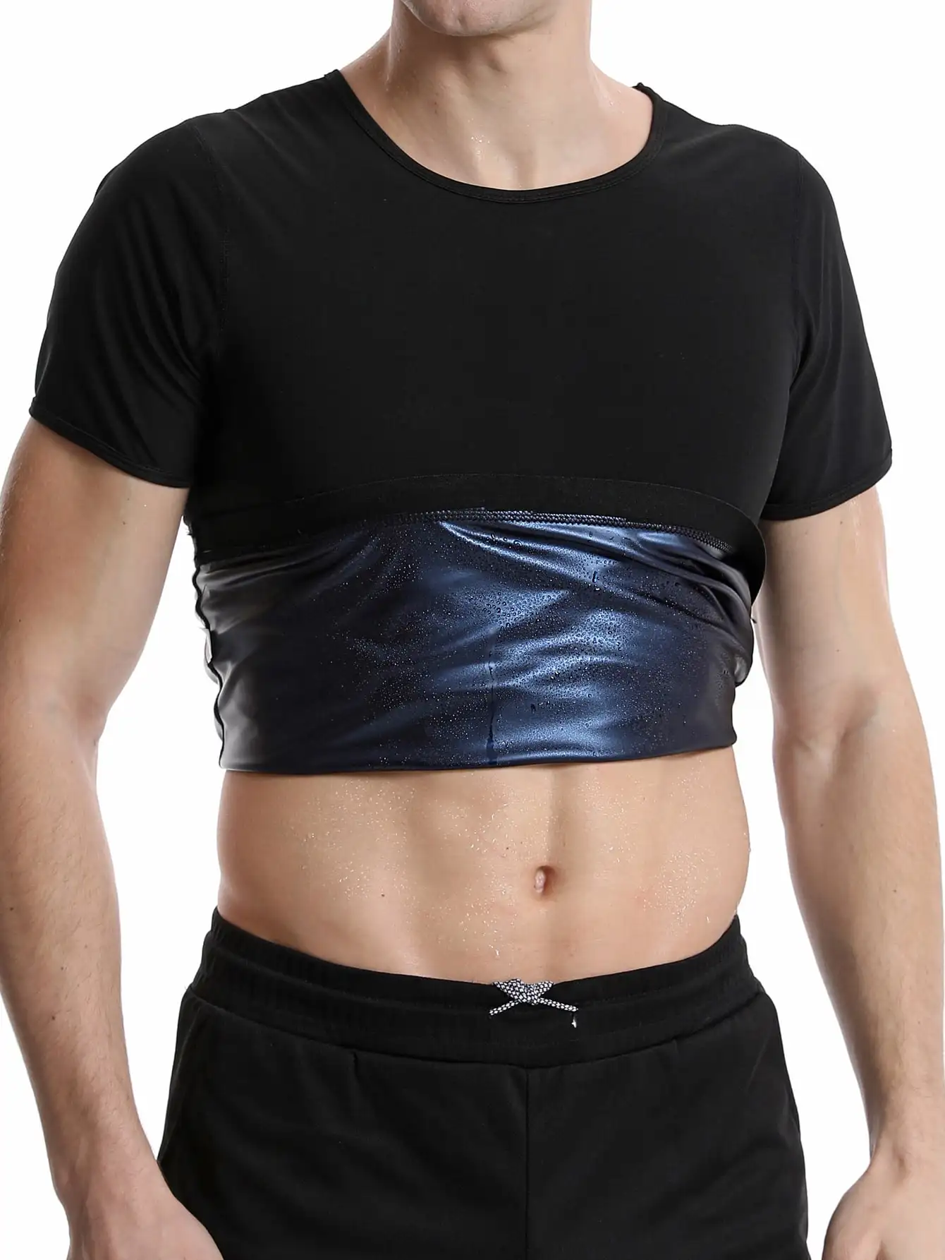 Camisa de terno de sauna masculina-colete de compressão de suor com captura de calor, top modelador, exercício de ginástica versátil modelador de cintura