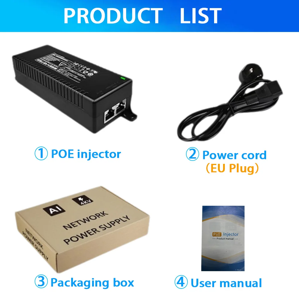 Injektor POE 1000Mbps/2.5G/10G Aktywny/Pasywny 30W/60W/90W Adapter Ethernet Dużej Mocy do Kamer IP Routerów Punktów Dostępowych WiFi
