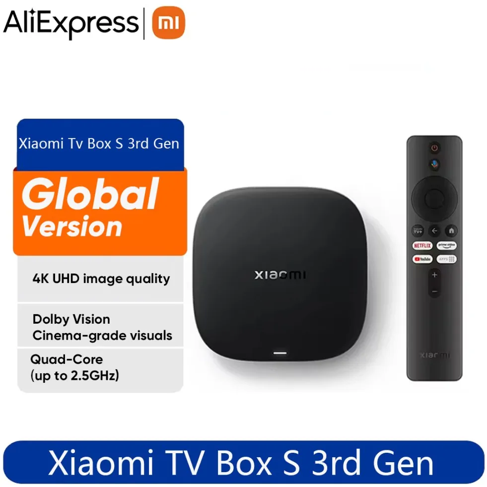 Global Version Xiaomi TV Box S 3rd Gen 4K Ultra HD 2G 32G WiFi BT5.2 Google TV Cast Netflix Smart TV Box Media Player