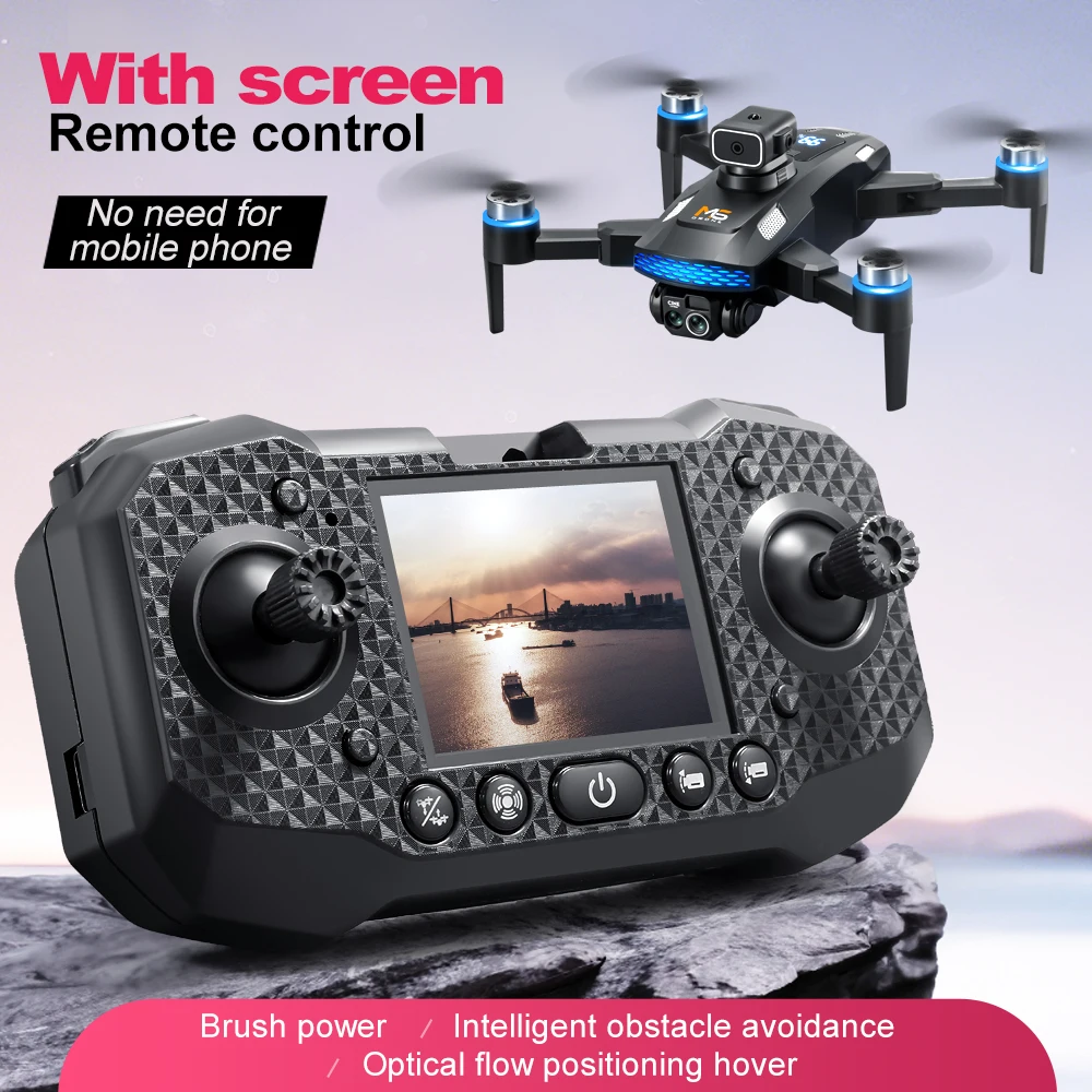 M6 mini drone 4k câmera hd profissional com tela grande 2.4g wifi fpv dron fluxo óptico sem escova pairar dobrável quadcopter