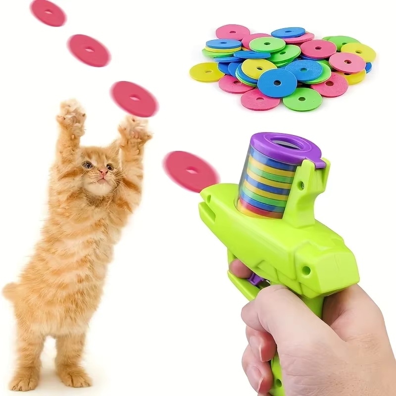 Grappig kattenspeelgoed Creatief raappistool met 15 stuks herbruikbare schuimschijf Huisdier Jacht Interactief speelgoed Hond Kat Dierbenodigdheden