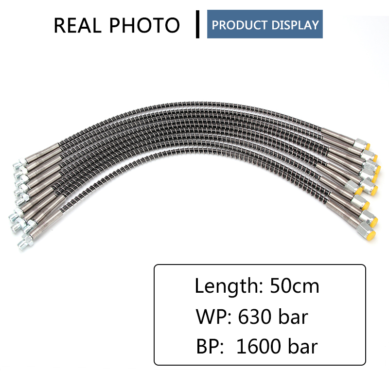 M10x1 スレッド 40Mpa 400Bar 6000psi 50 センチメートルロング空気圧ポンプ空気補充高圧ナイロンホーススプリングラップ付き