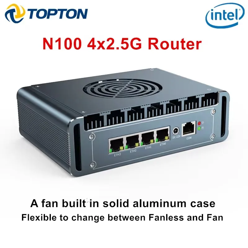 Neuer 2,5G-Router Intel N100 12. Generation Mini-PC 4x i226 LAN Celeron N5105 J4125 pfSense PVE Firewall Mini-Computer Aluminium mit Lüfter