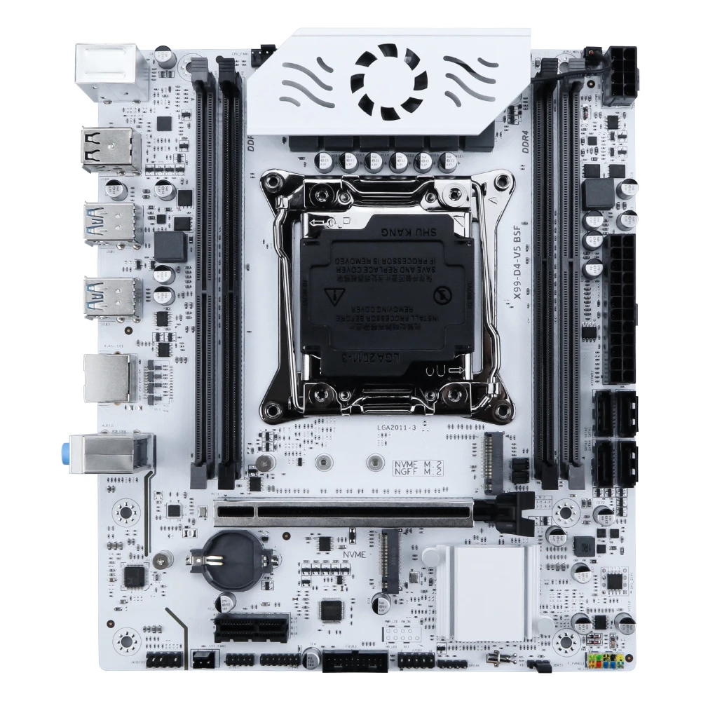 Scheda madre SOYO X99 DDR4 LGA2011-3 con slot M 2 Supporta il chipset C612 Doppio canale DDR4 SATA 3.0 Ventola corazzata di raffreddamento bianca