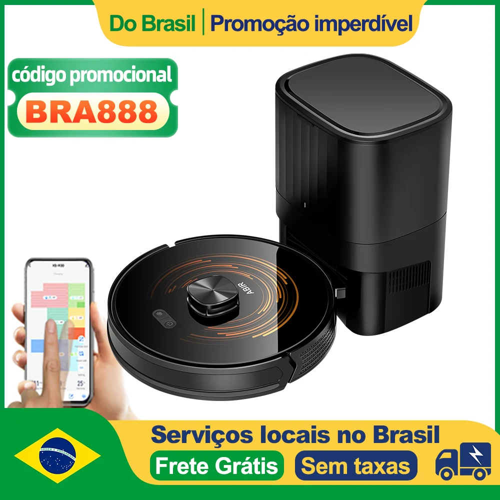 Aspirador robô K30 – Com autovazamento, laser duplo, luz UV, mapeamento multi-pisos, limpeza automática de tapetes e 240 min de autonomia,Voltagem única 220V-240V