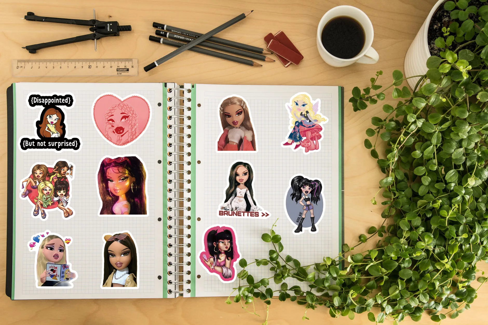 56/63pcs Cartoon Bratz Doll Graffiti DIY Phone Notebook Waterproof Sticker
