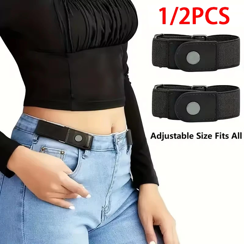 Cintura elastica in vita elasticizzata senza fibbia da donna semplice alla moda Cintura pigra invisibile intrecciata da uomo Lunghezza regolabile, per jeans、Vestito