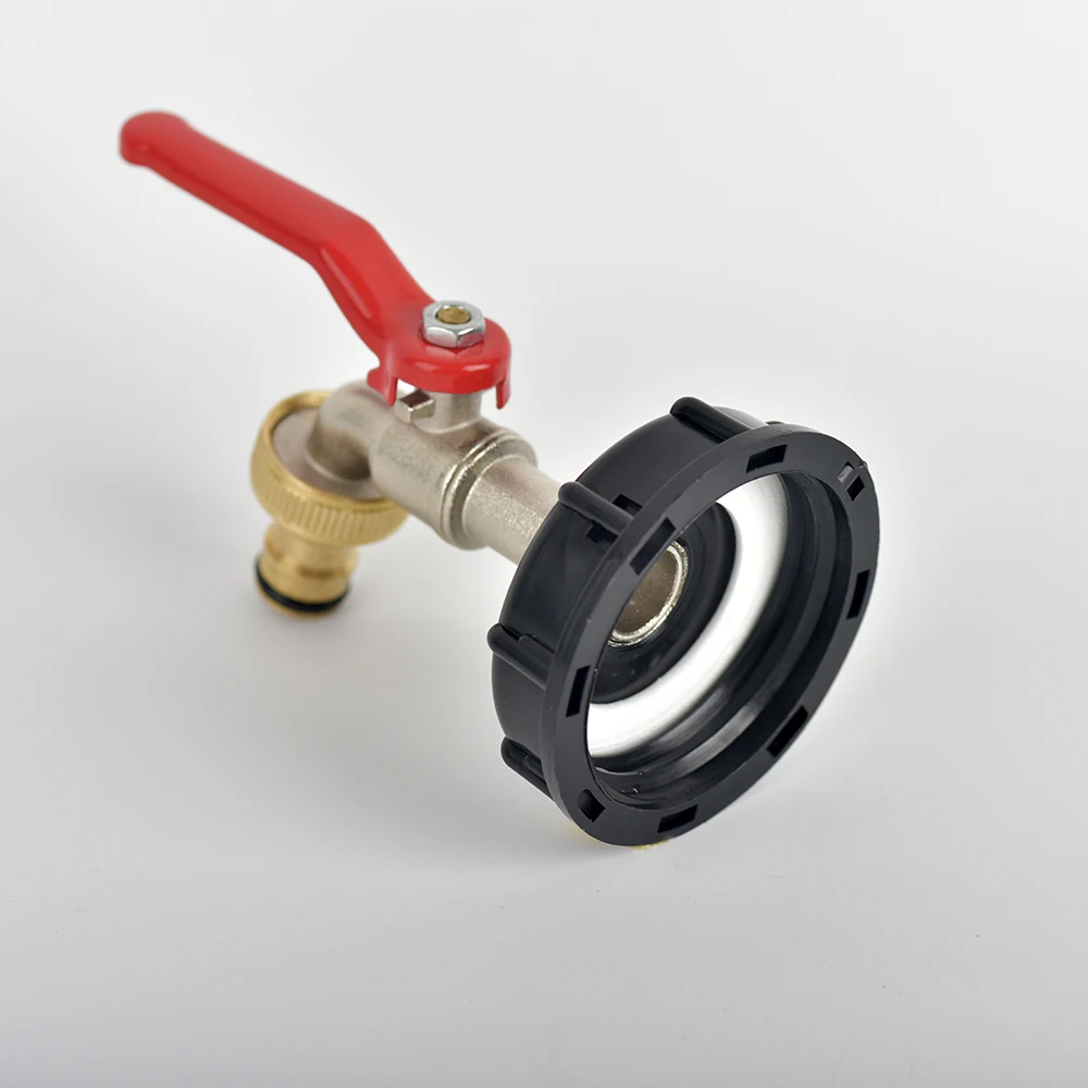IBC Tank Tap Adapter S60x6 Coarse Thread to Alloy 3/4" Faucet with 16mm Quick Connect Garden and Home Valve Replacement Parts