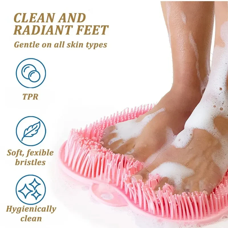 Exfoliating นวดอาบน้ํา Scraper ห้องน้ํา Non-SLIP Bath MAT แปรงนวดหลังซิลิโคนล้างเท้าทําความสะอาดร่างกายชุดว่ายน้ําเครื่องมือ