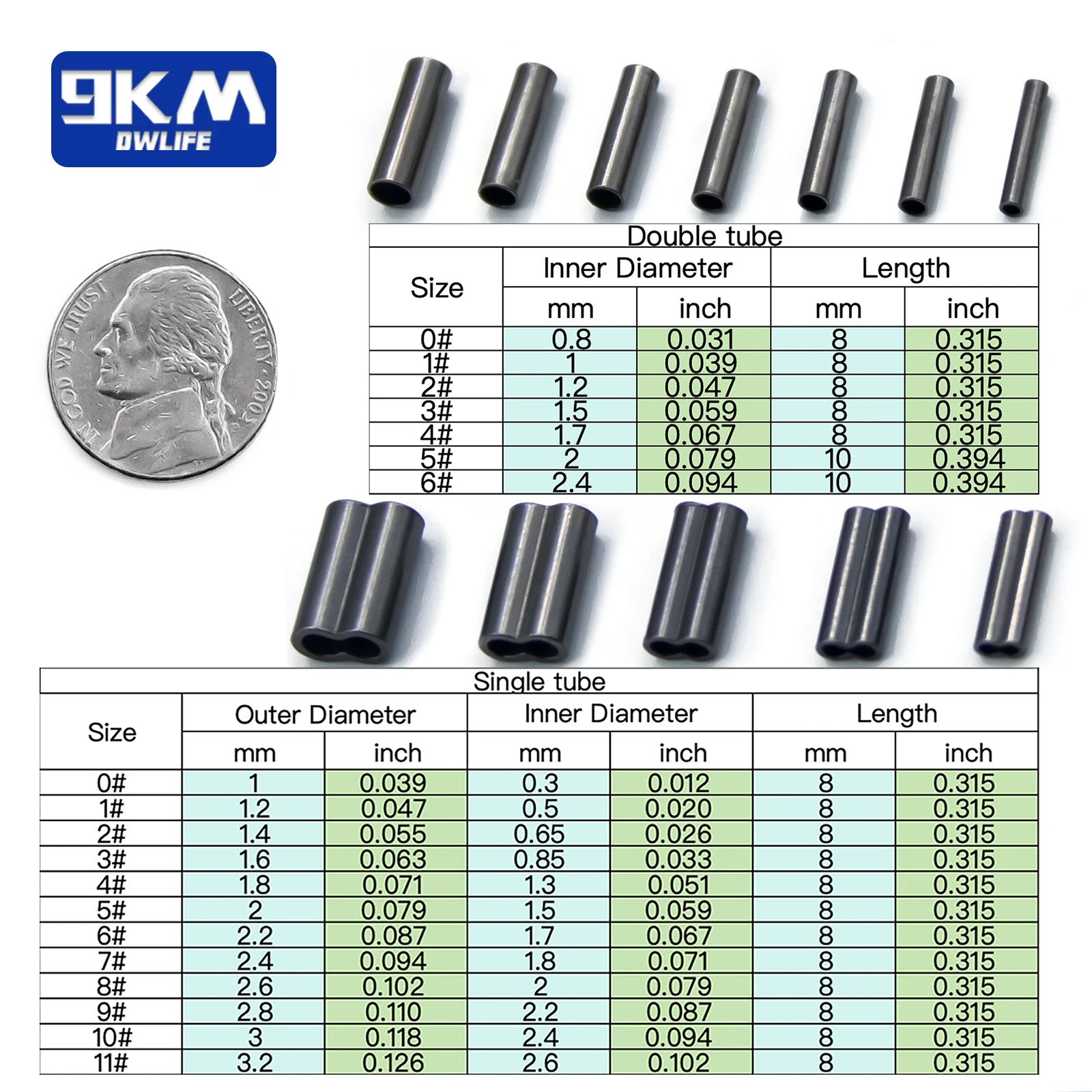 50 ~ 200 Chiếc Dây Câu Cá Ống Đồng Thau Câu Cá Đơn Đôi Nòng Cạo Lông Tay Dây Câu Phụ Kiện Câu Cá Đầu Nối Ống