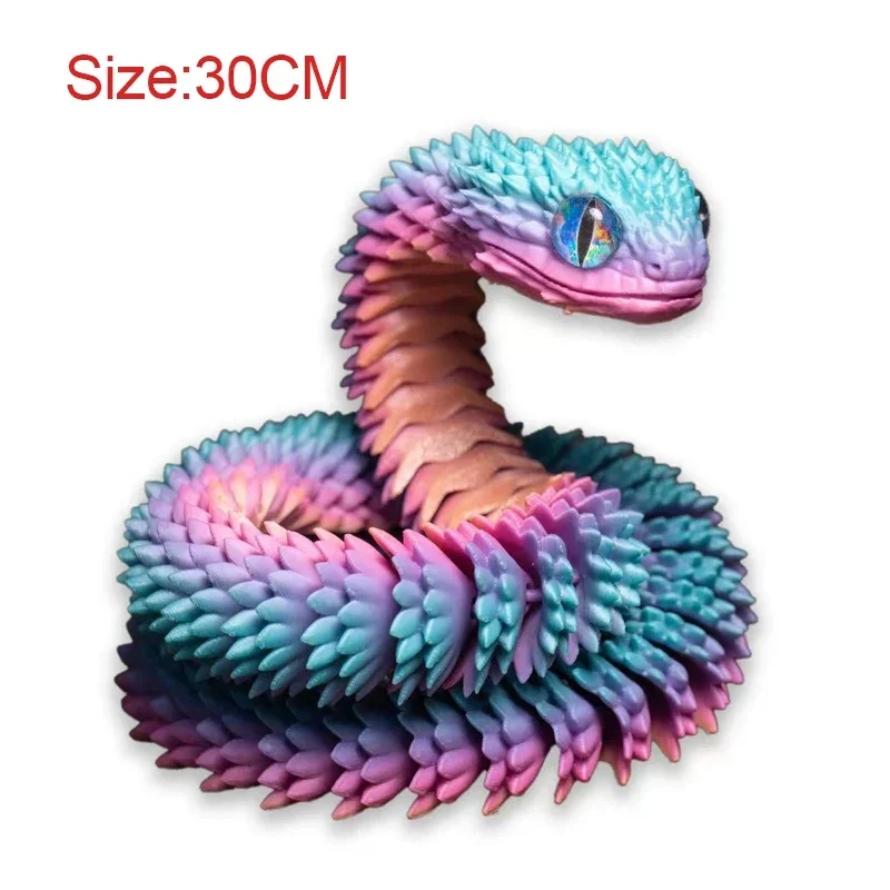3D Printed Snake Movable Joint Fidget Toy Figurine Simulation Snake Office Desktop Ornament Gifts Crafts Figurines Miniatures