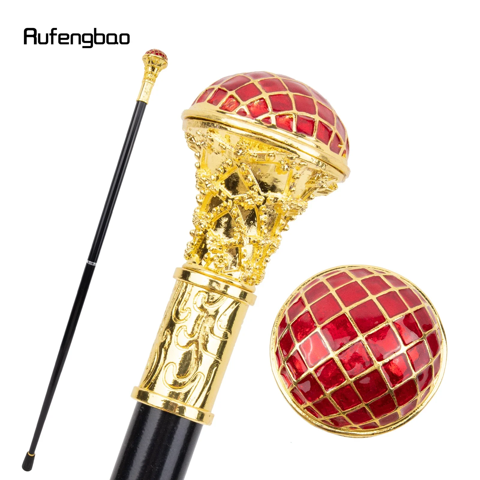 Bastón de color rojo dorado para caminar, palo decorativo de moda, caballero elegante, perilla de bastón de Cosplay, Crosier, 90cm